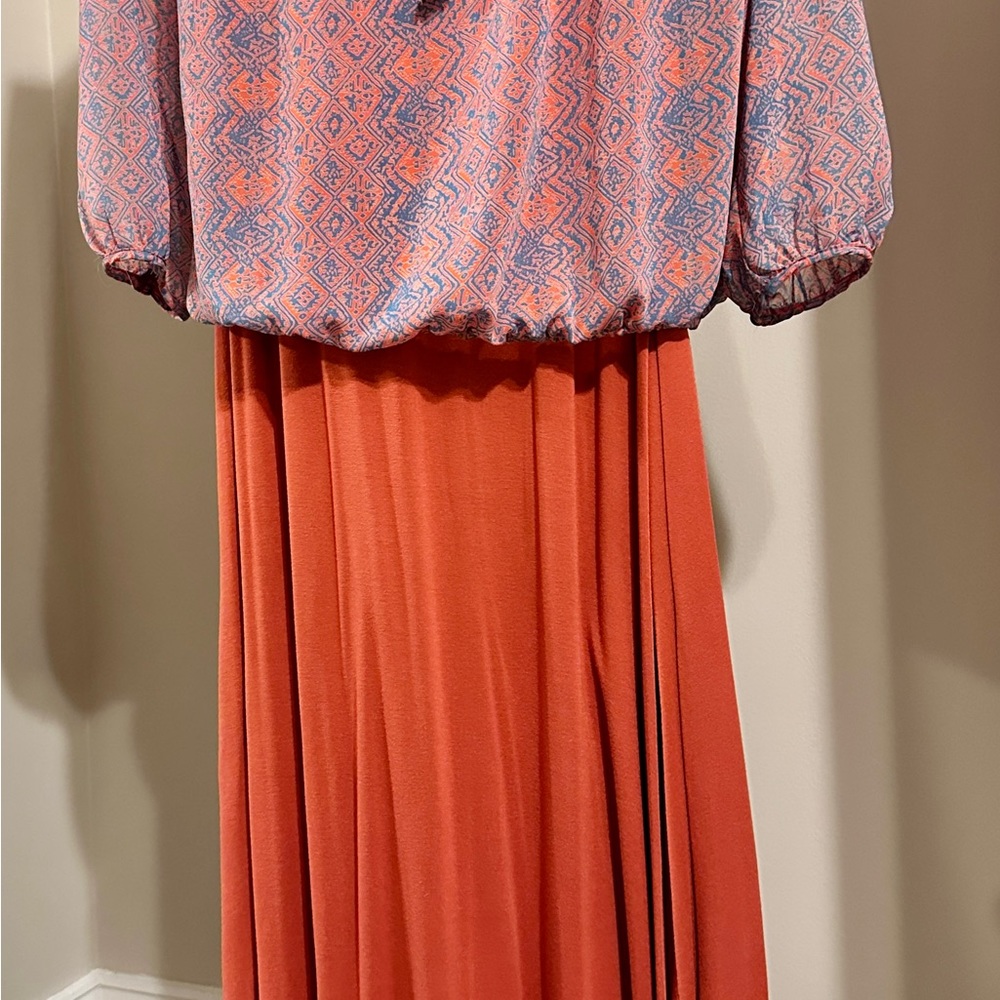 EUC Olivia Moon Orange & Blue Sheer Boho Blouse from Nordstroms. SZ: M 🧡💙 - Picture 6 of 6